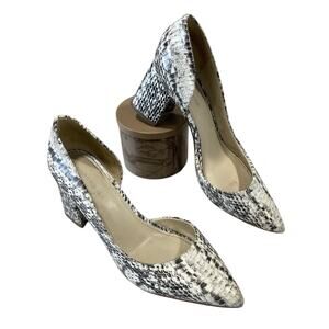 MARC FISHER Women’s Size 8.5M High Block Heel Pumps Faux Snake Skin -Weddings
